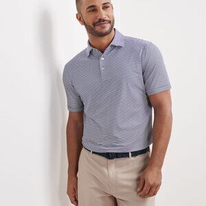 Peter Millar Haler Performance Polo XL Navy White Stripe Stretch Golf